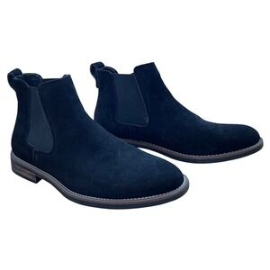 Bruno Marc Mens Stylish Pull On Black Suede Chelsea Ankle Boots Elastic Side Sz8
